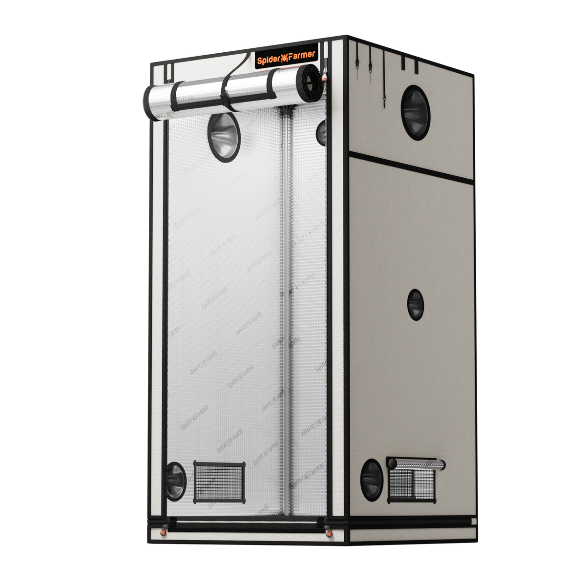 Spider Farmer Growbox Pro White 90x90x180cm – Originalbild 10; Ausstattung und Anwendungsbeispiele gemäß Beschreibung