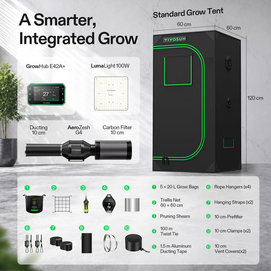 Vivosun G2 Growbox Komplettset 60x60x120cm 100W – Lieferumfang und Komponenten