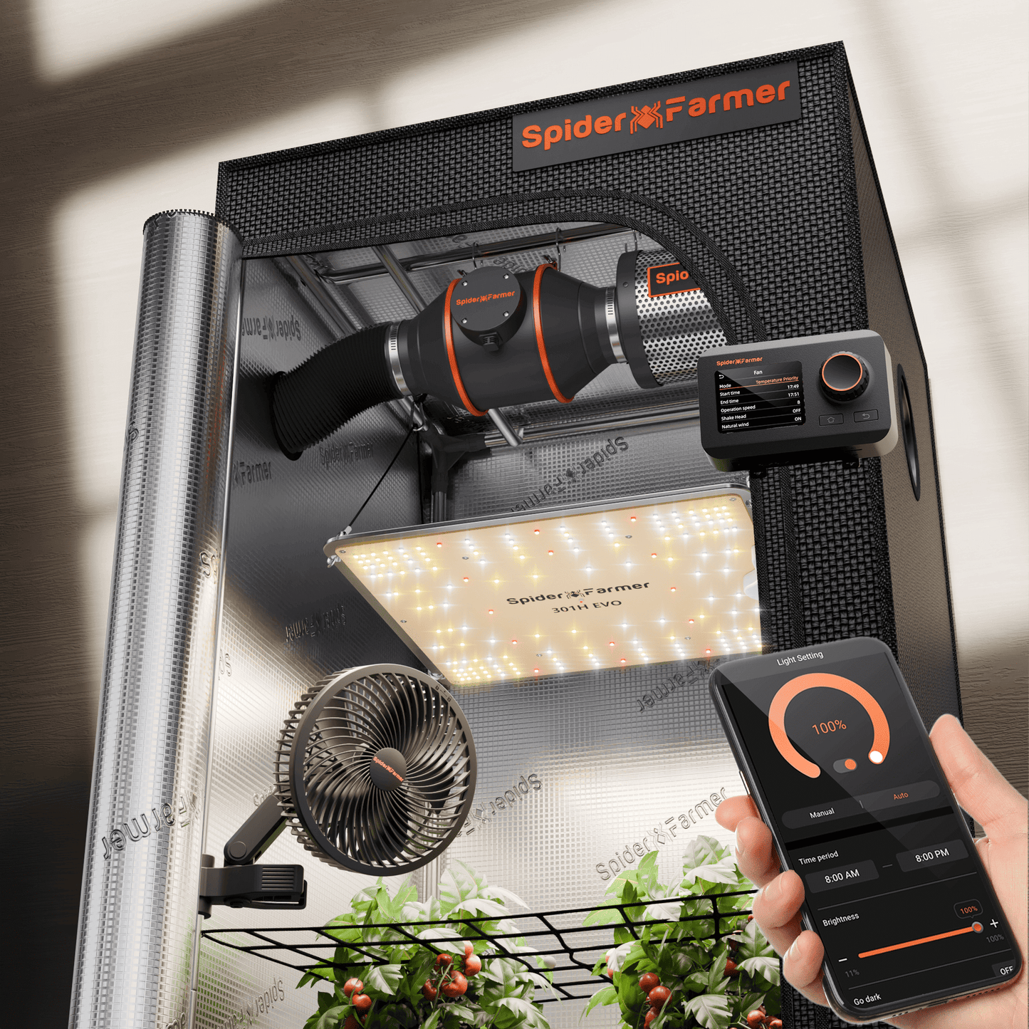 Spider Farmer SF1000 Komplettset mit GGS Controller 100W 70x70x160cm