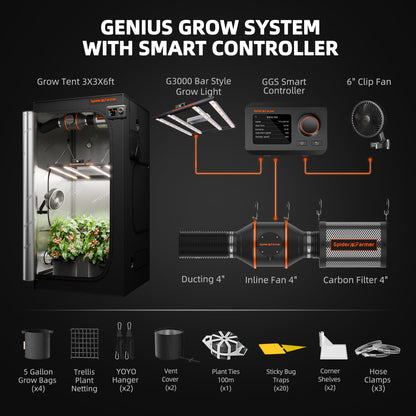 Spider Farmer G3000 Komplettset mit GGS Controller 300W 90x90x180cm