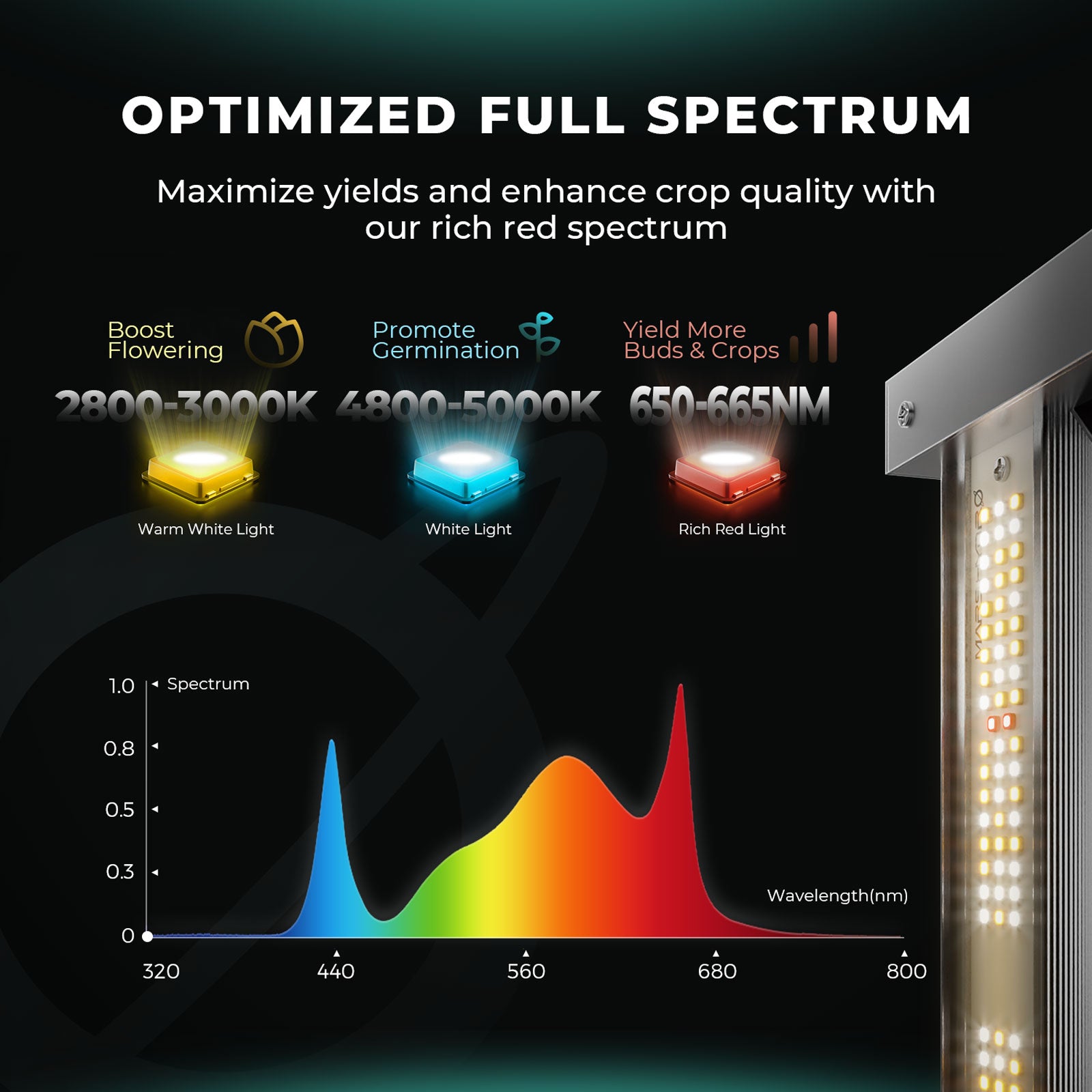 Mars Hydro FC 4000 EVO 320W Grow LED Lampe 120x60cm