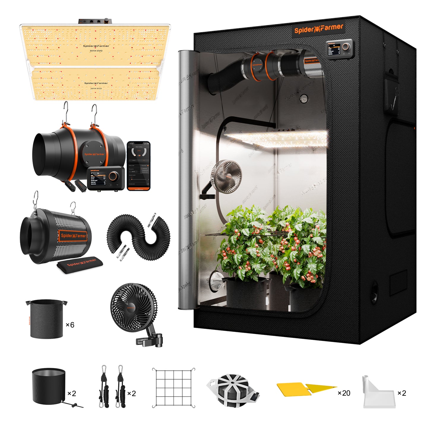 Spider Farmer SF4000 Komplettset mit GGS Controller 450W 120x120x200cm