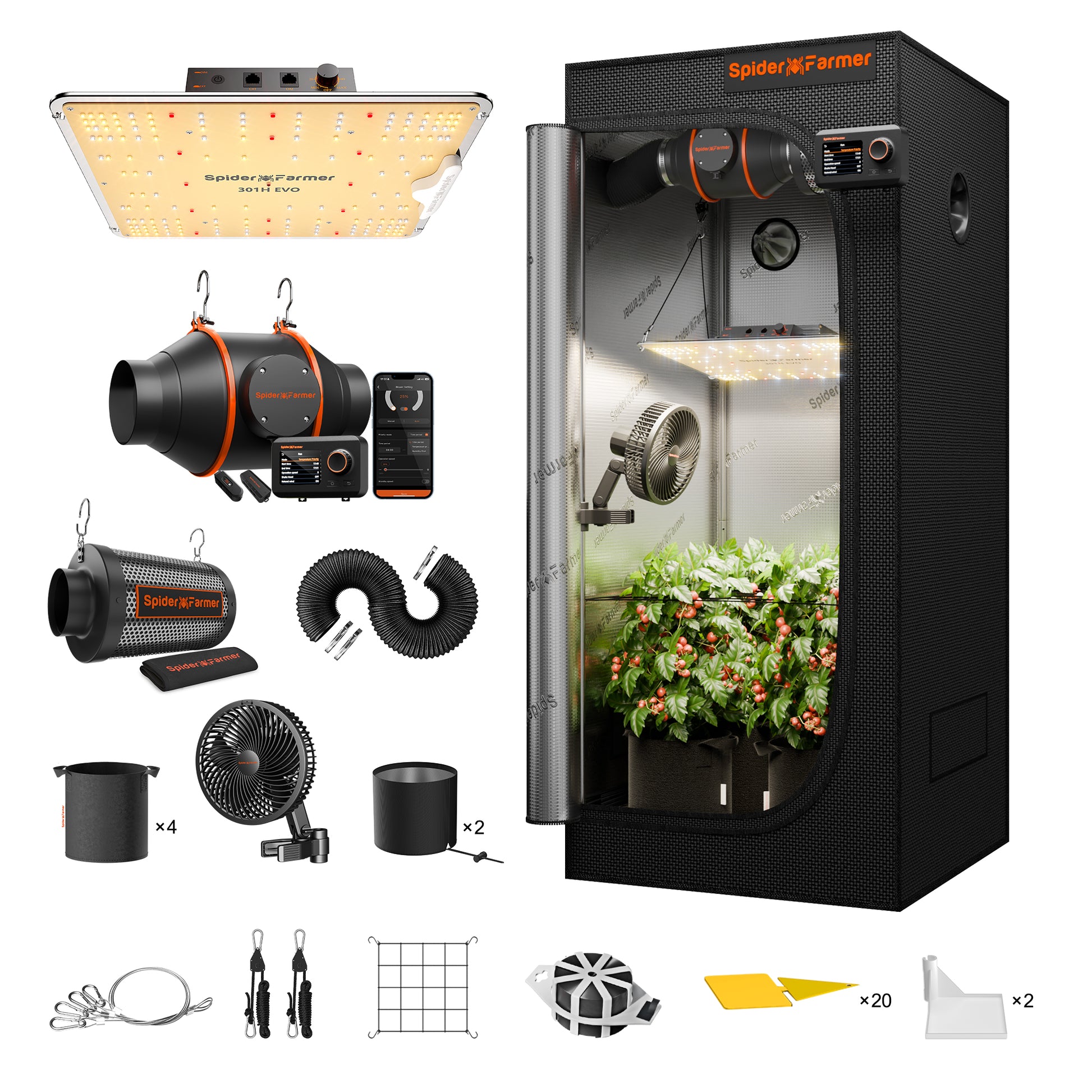 Spider Farmer SF1000 Komplettset mit GGS Controller 100W 70x70x160cm