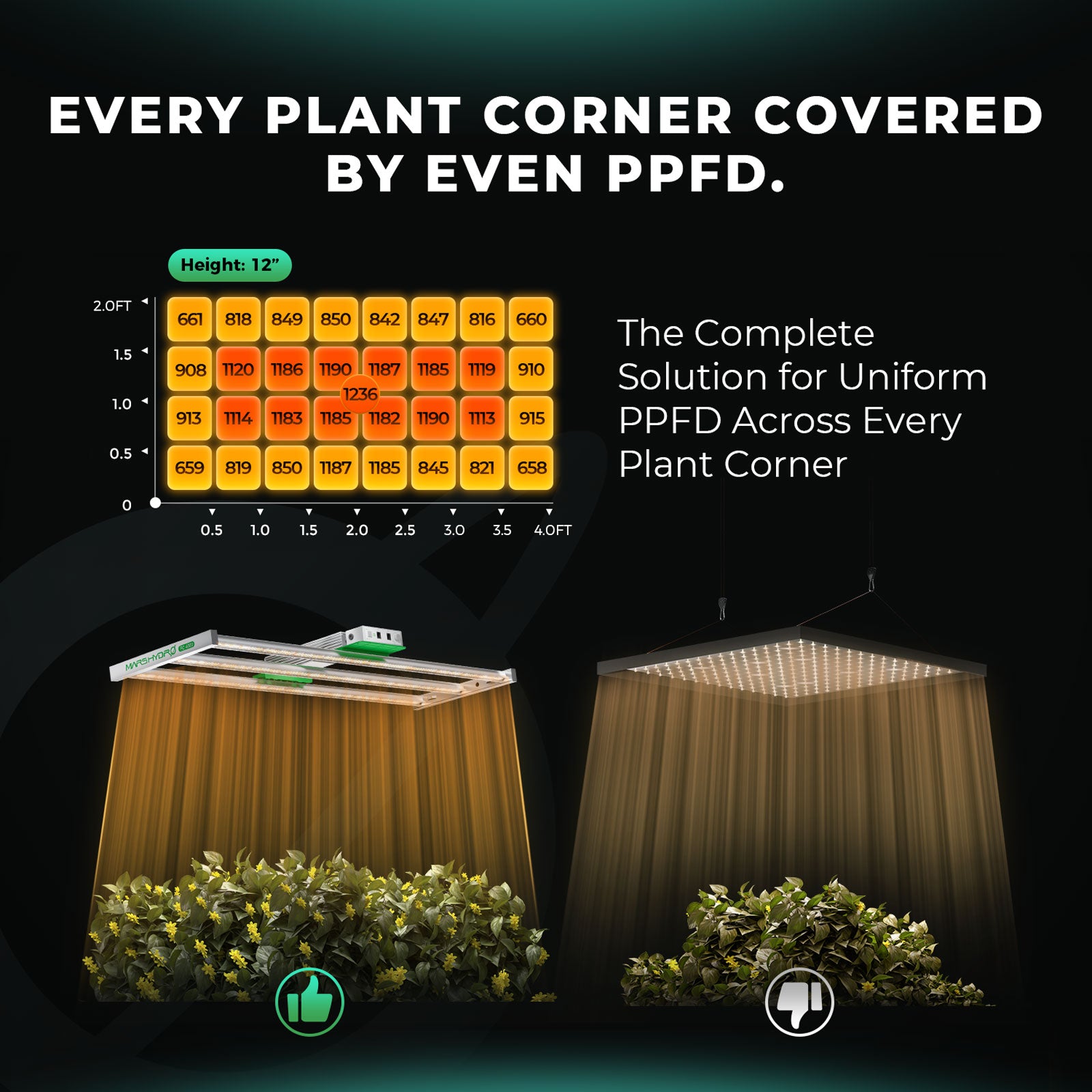 Mars Hydro FC 4000 EVO 320W Grow LED Lampe 120x60cm