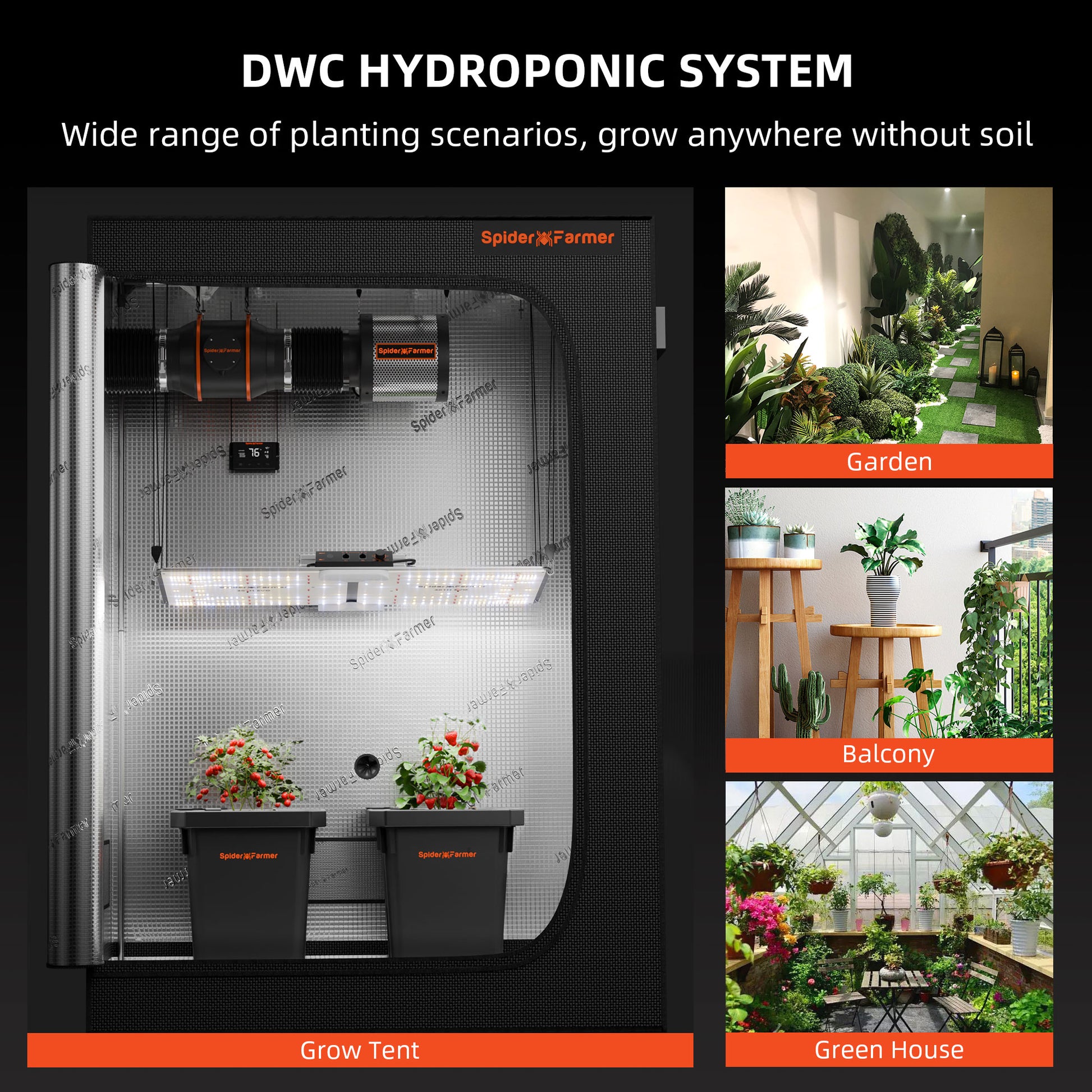 Spider Farmer DWC Tiefwasserkultur Hydroponik-System mit 2 Töpfen