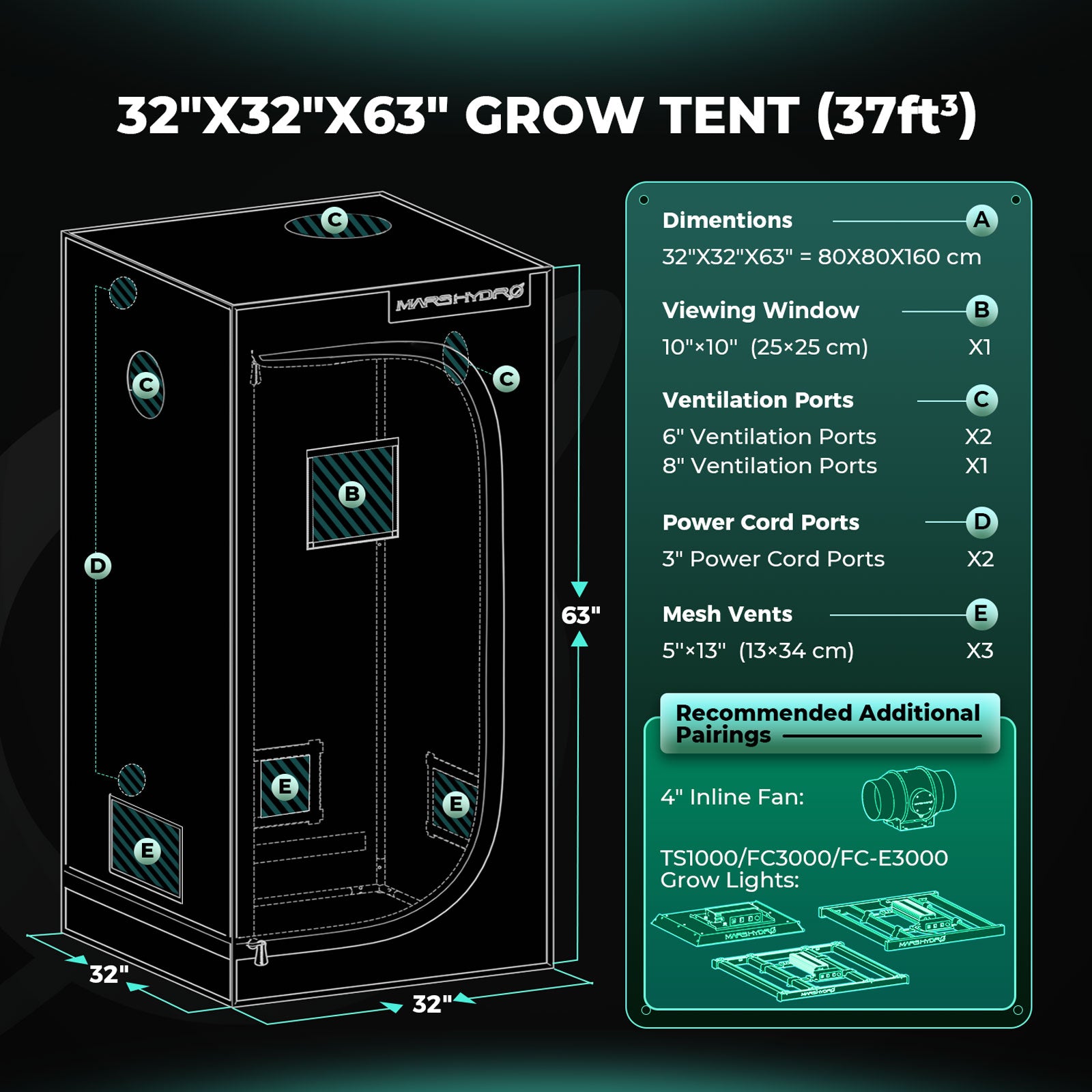 Mars Hydro Growbox 80x80x160cm