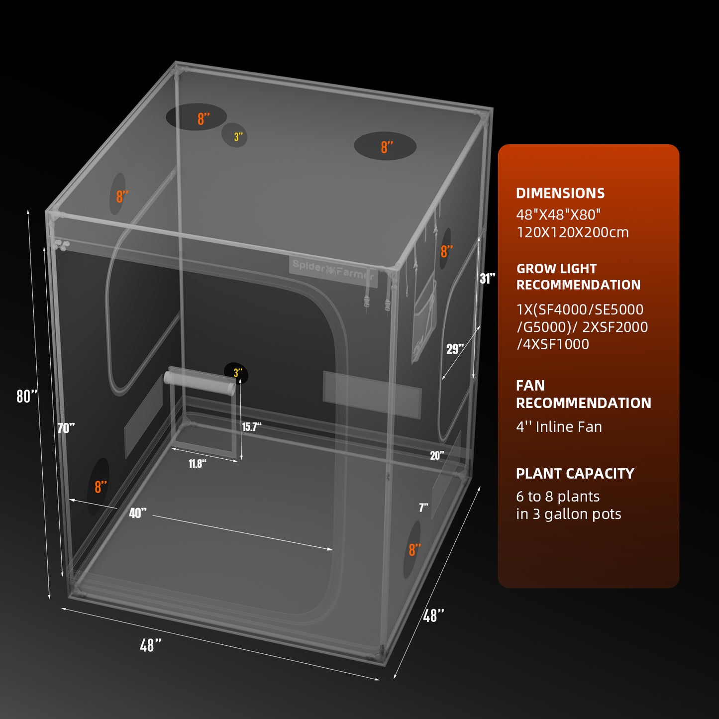 Spider Farmer Growbox 120x120x200cm