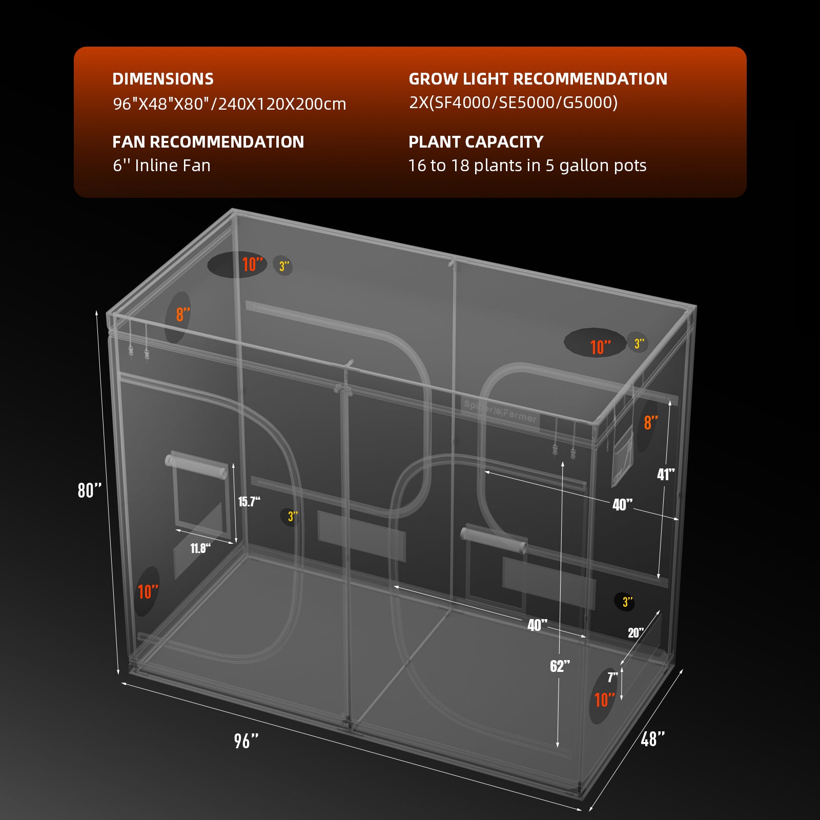 Spider Farmer Growbox 240x120x200cm