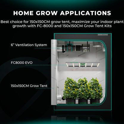 Mars Hydro FC 8000 EVO 800W LED Grow Lampe 150x150cm