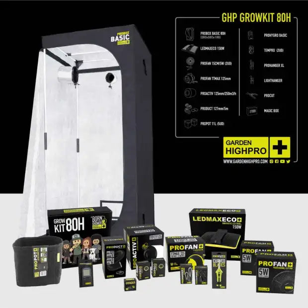 Garden Highpro 80x80x180cm Growbox Komplettset LED 150W