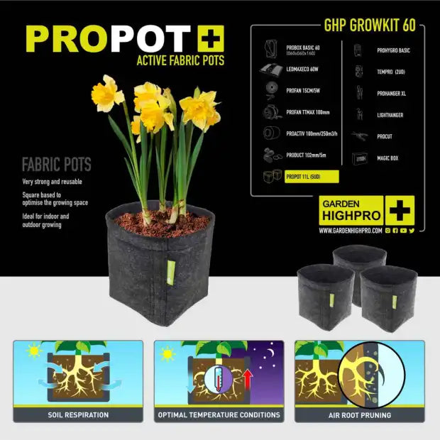 Garden Highpro 60x60x160cm Growbox Komplettset LED 60W