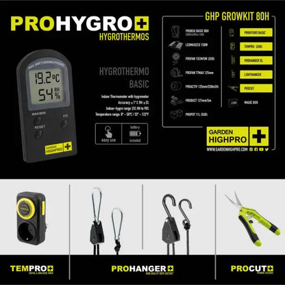 Garden Highpro 80x80x180cm Growbox Komplettset LED 150W