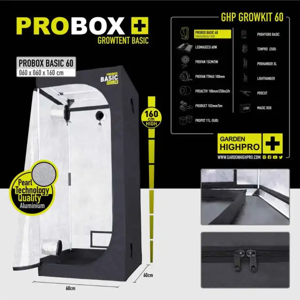 Garden Highpro 60x60x160cm Growbox Komplettset LED 60W