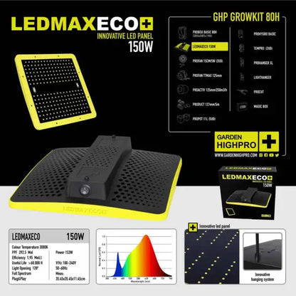 Garden Highpro 80x80x180cm Growbox Komplettset LED 150W