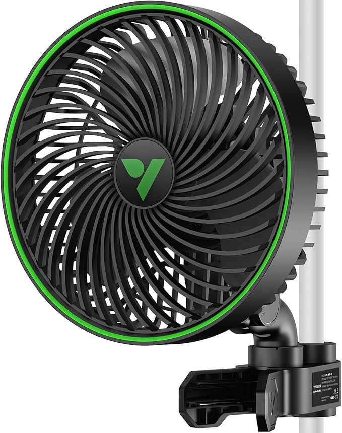 VIVOSUN AeroWave E6 Gen2 Clip-Ventilator 6 Zoll - Frontansicht Schwarz mit patentiertem Klemmsystem
