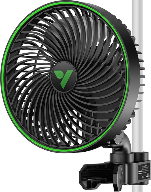 VIVOSUN AeroWave E6 Gen2 Clip-Ventilator 6 Zoll - Frontansicht Schwarz mit patentiertem Klemmsystem