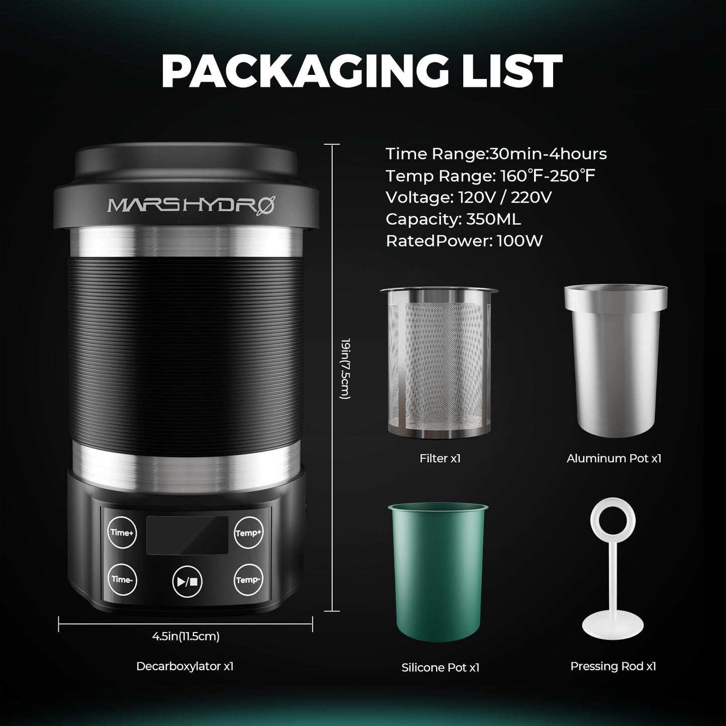 Mars Hydro Decarboxylator – Packungsinhalt