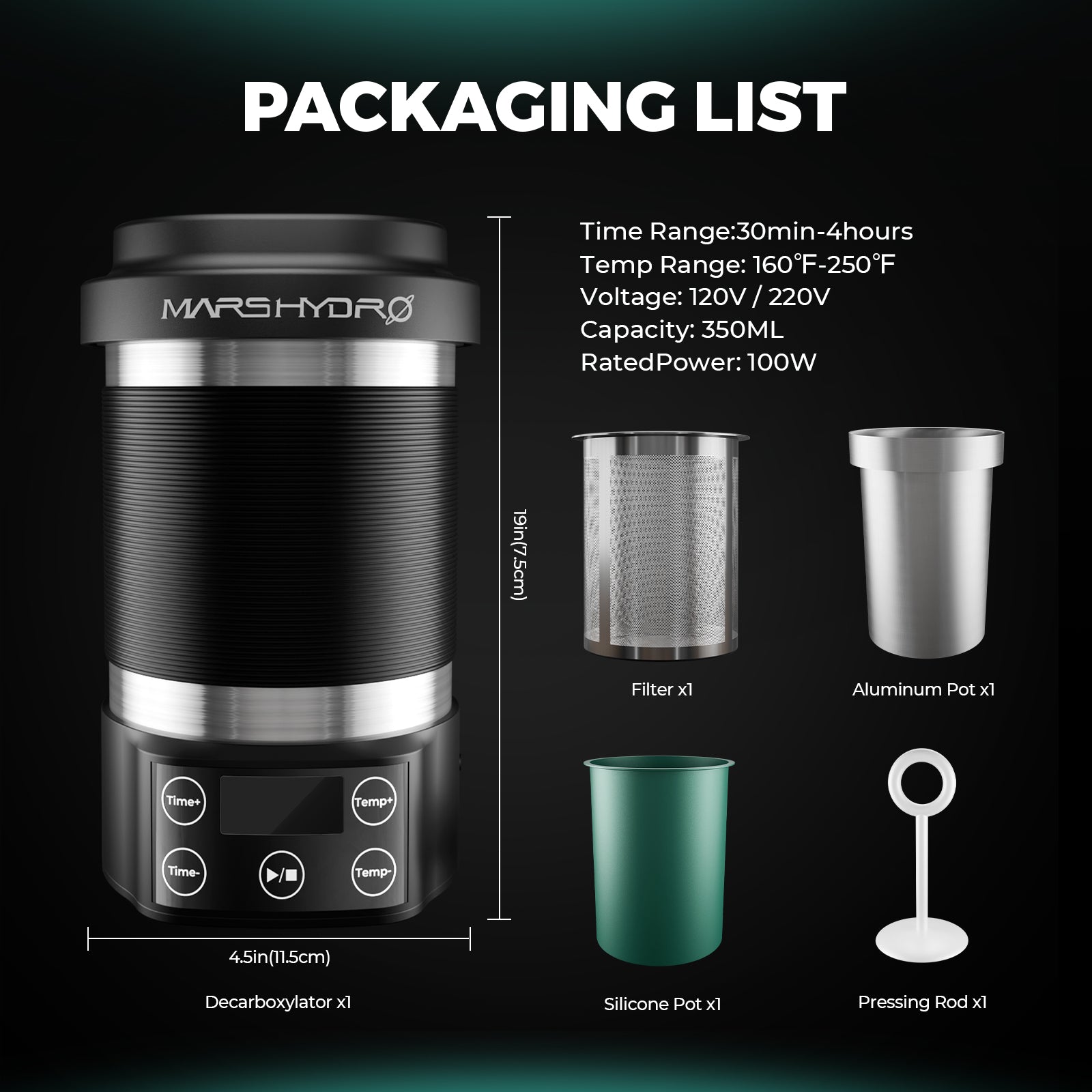 Mars Hydro Decarboxylator – Packungsinhalt