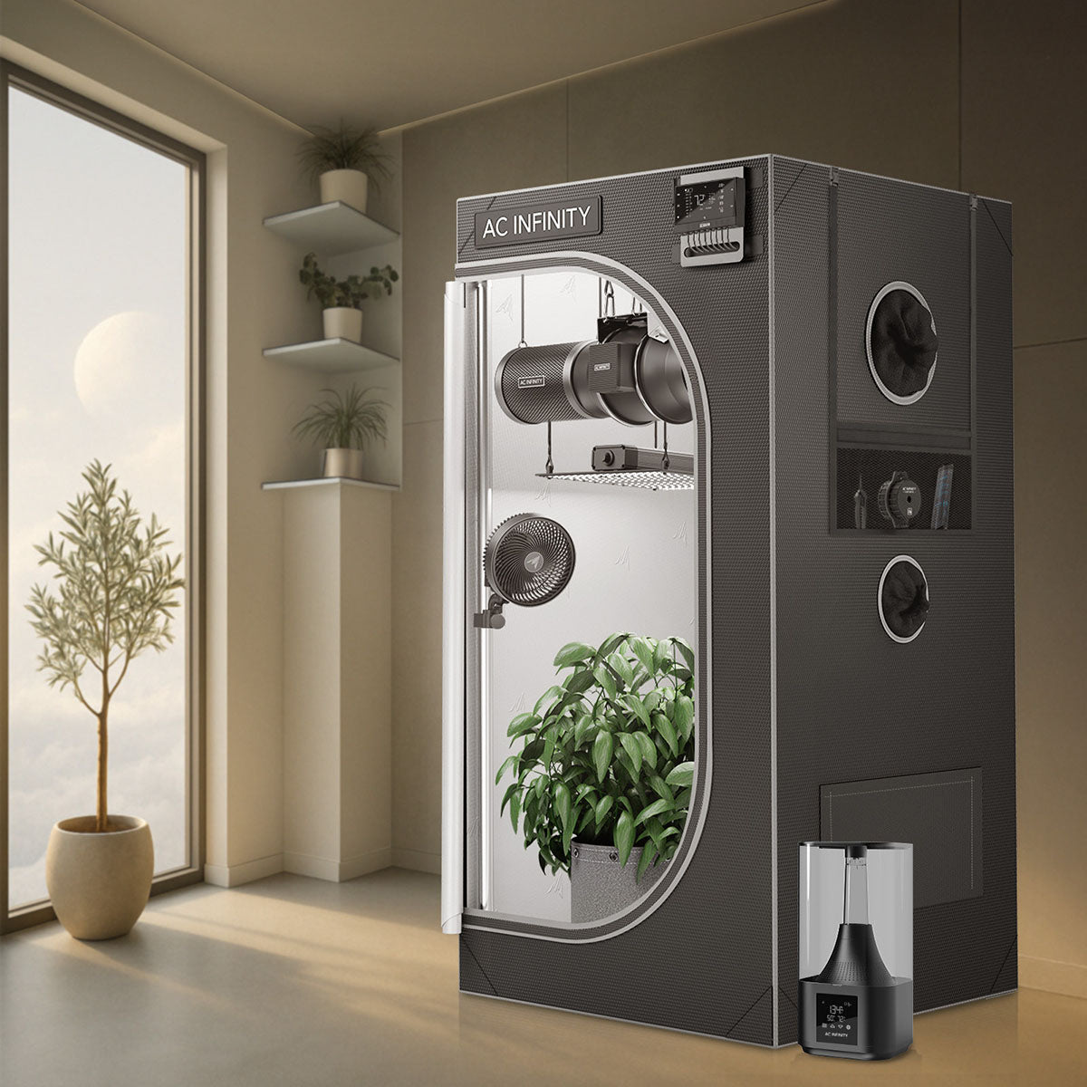 AC Infinity CLOUDLAB 642 Growbox 120x60x180 cm – Detail- oder Anwendungsansicht; zusätzliches Zubehör in Beispielen separat erhältlich