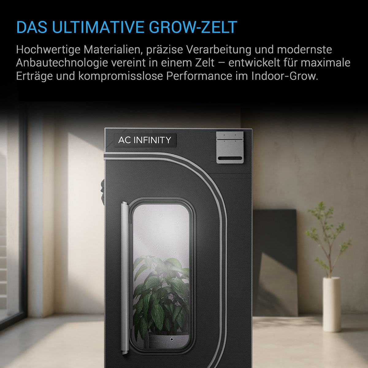 AC Infinity CLOUDLAB 642 Growbox 120x60x180 cm – Detail- oder Anwendungsansicht; zusätzliches Zubehör in Beispielen separat erhältlich
