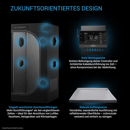 AC Infinity CLOUDLAB 642 Growbox 120x60x180 cm – Detail- oder Anwendungsansicht; zusätzliches Zubehör in Beispielen separat erhältlich