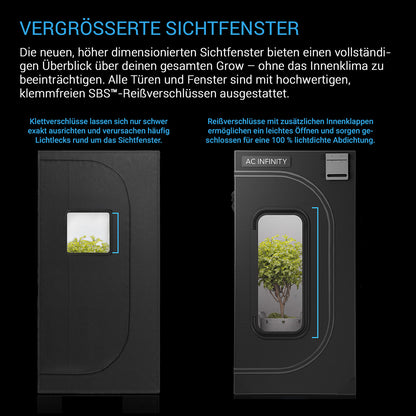 AC Infinity CLOUDLAB 642 Growbox 120x60x180 cm – Detail- oder Anwendungsansicht; zusätzliches Zubehör in Beispielen separat erhältlich