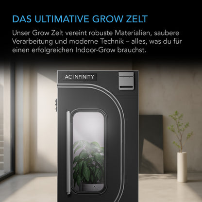 AC Infinity CLOUDLAB 844 Growbox 120x120x200 cm – Detail- oder Anwendungsansicht; zusätzliches Zubehör in Beispielen separat erhältlich