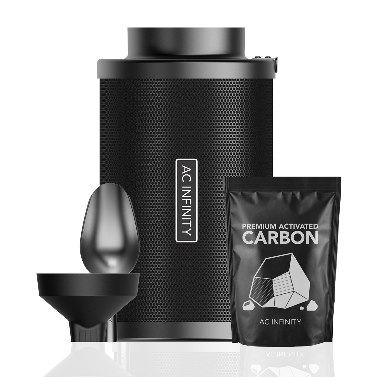 AC Infinity RCF6 Aktivkohlefilter 150 mm, nachfüllbar – Produktansicht