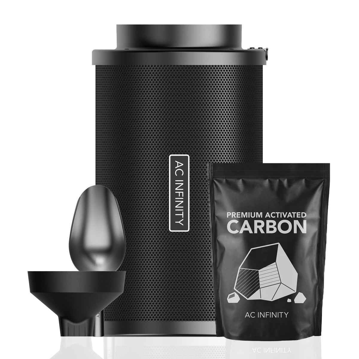 AC Infinity RCF8 Aktivkohlefilter 200 mm, nachfüllbar – Produktansicht