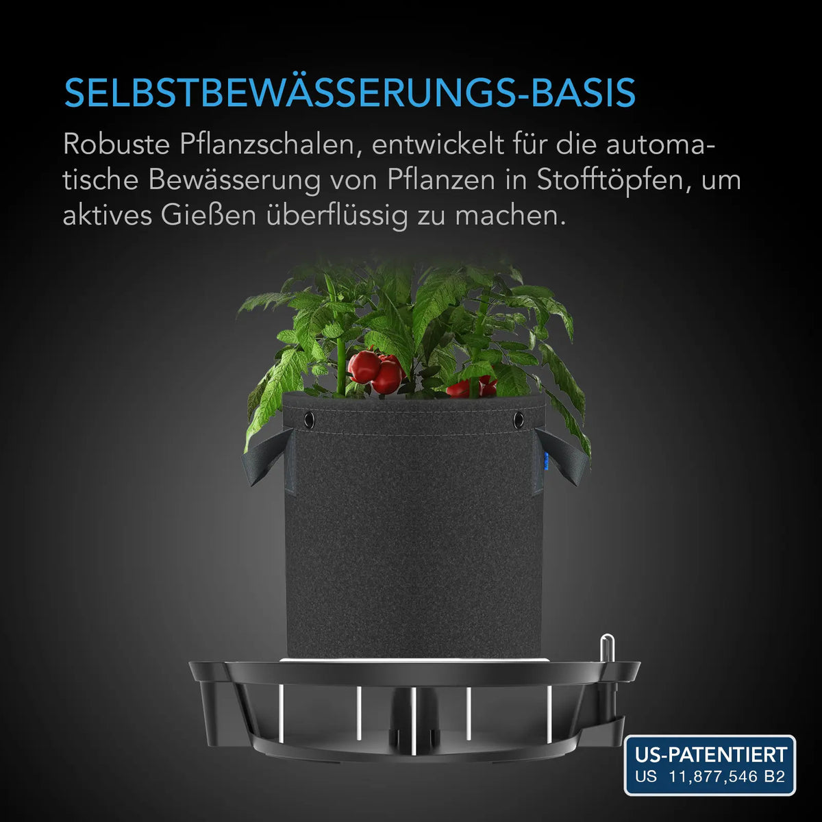 AC Infinity Bewässerungsbasis im 4er-Pack – Detail- oder Anwendungsansicht; zusätzliches Zubehör in Beispielen separat erhältlich