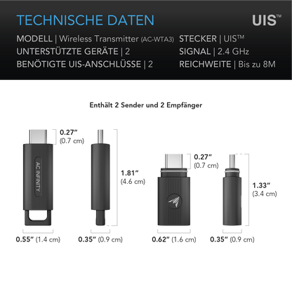 AC Infinity UIS Wireless Sender und Empfänger – Detail- oder Anwendungsansicht; zusätzliches Zubehör in Beispielen separat erhältlich