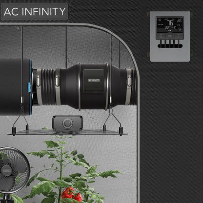 AC Infinity CLOUDLINE PRO T EC-Rohrventilator – Detail- oder Anwendungsansicht; zusätzliches Zubehör in Beispielen separat erhältlich
