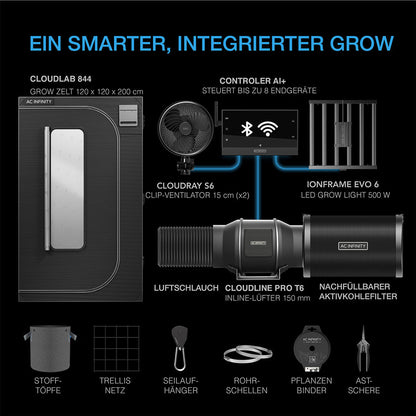 AC Infinity AI+ Grow Zelt-System PRO 120x120x200cm - Setup