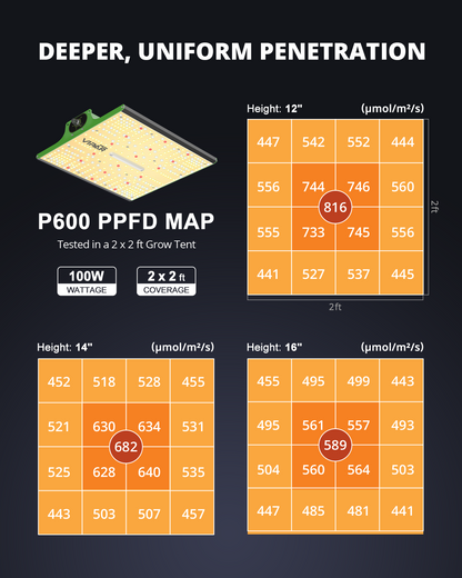 Viparspectra P600 PPFD Map