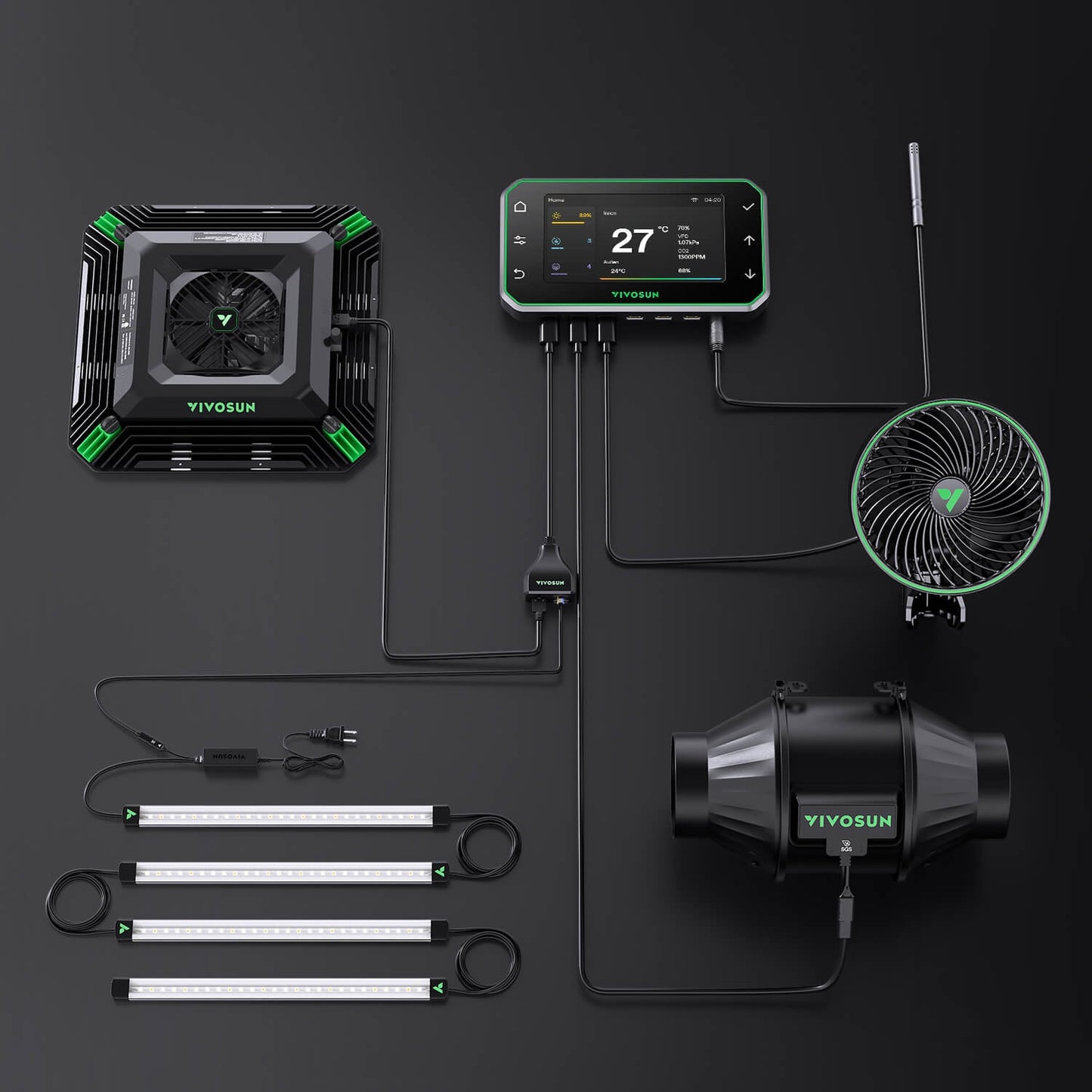 Vivosun Smart Grow System Komplettset - Produktanordnung