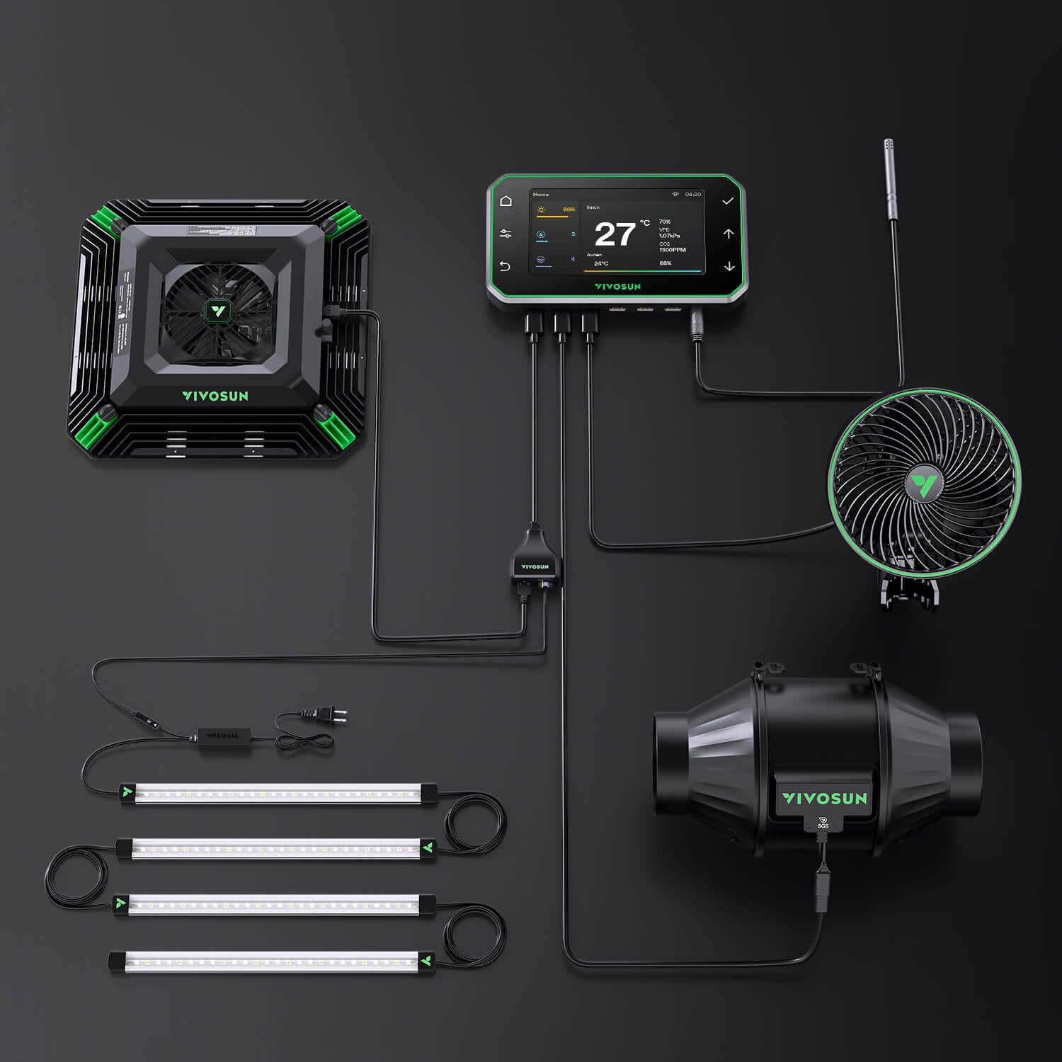 Vivosun Smart Grow System Komplettset - Produktanordnung
