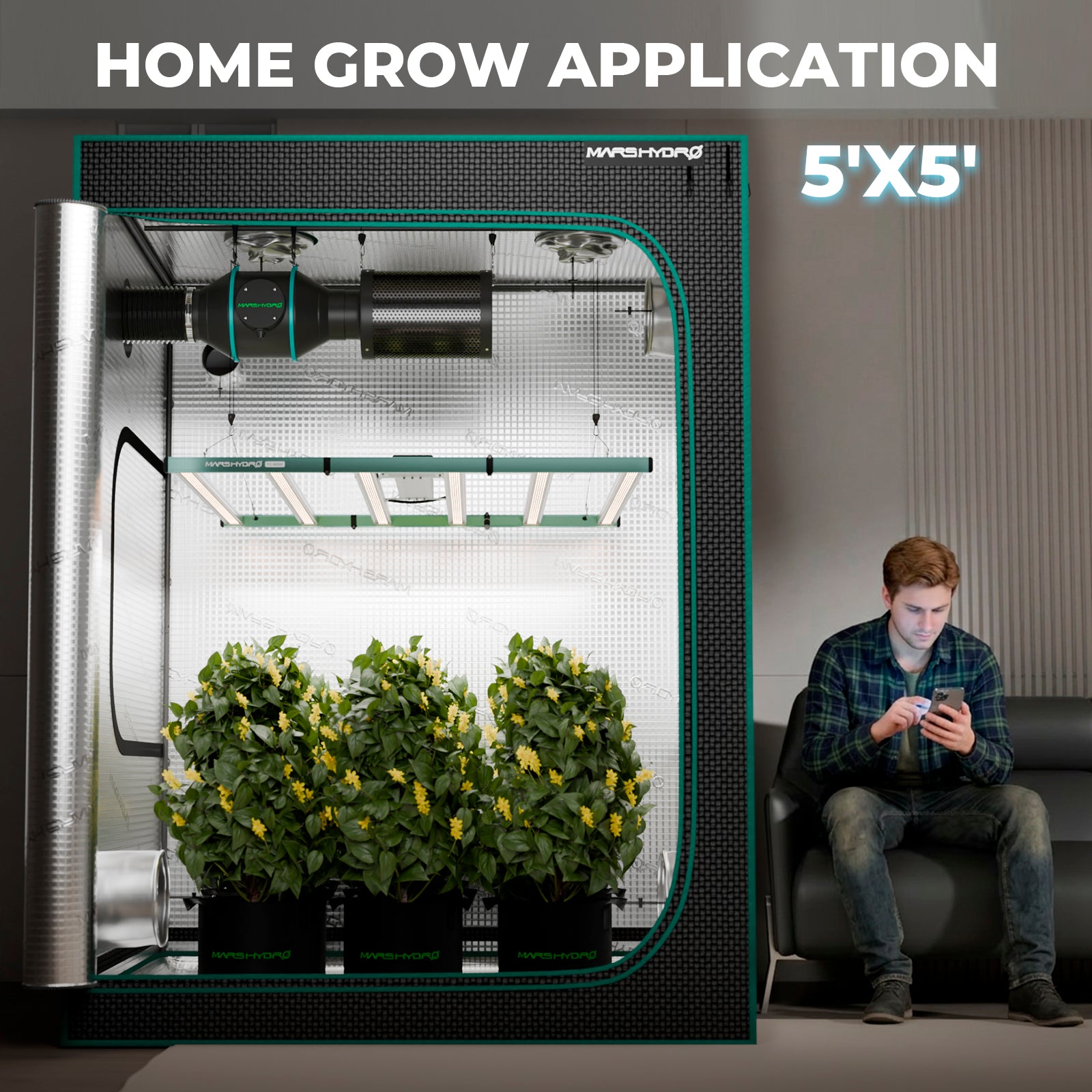 Mars Hydro FC 6500 730W LED Grow Lampe 150x150cm