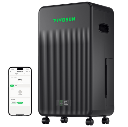 VIVOSUN AeroDrain D12 Hauptbild – Frontansicht mit App-Interface