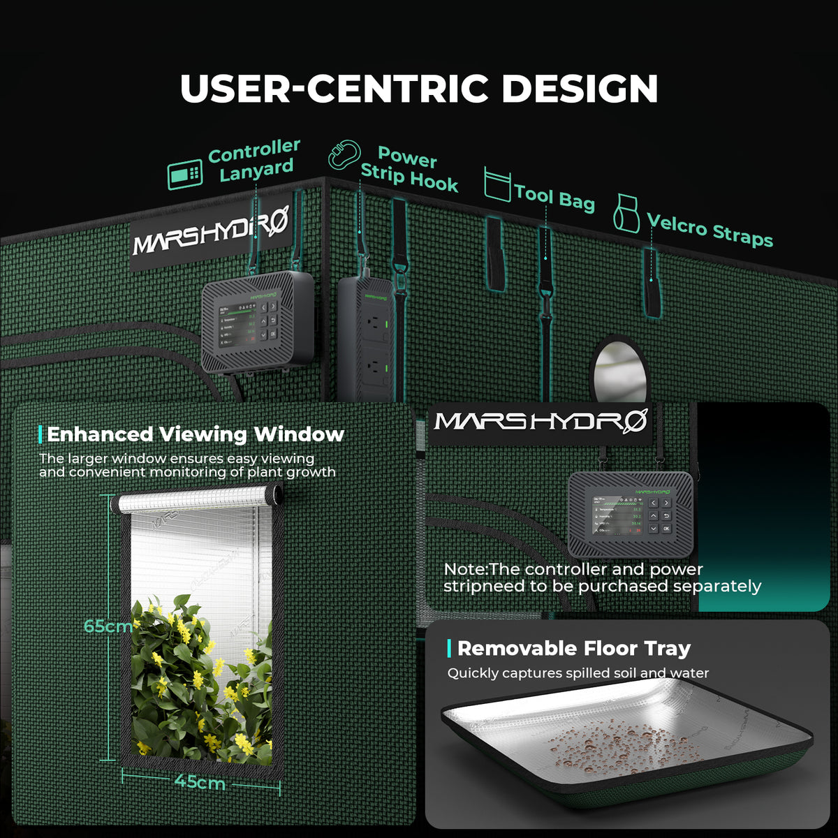 Mars Hydro Growbox Pro 120x120x200cm – Originalbild 3; Ausstattung und Anwendungsbeispiele gemäß Beschreibung