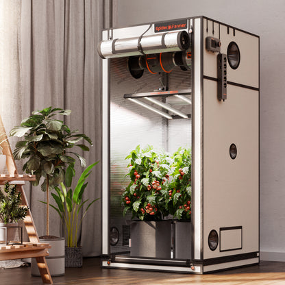 Spider Farmer Growbox Pro White 90x90x180cm – Originalbild 2; Ausstattung und Anwendungsbeispiele gemäß Beschreibung