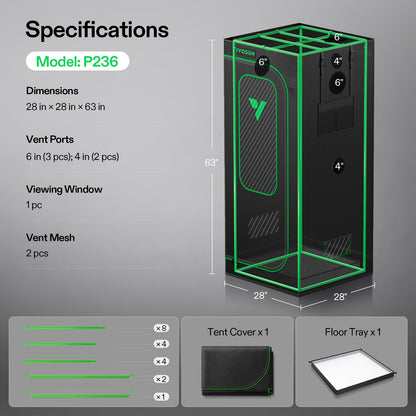 Vivosun Growbox Pro P236 70x70x160cm – Originalbild 7; Ausstattung und Anwendungsbeispiele gemäß Beschreibung