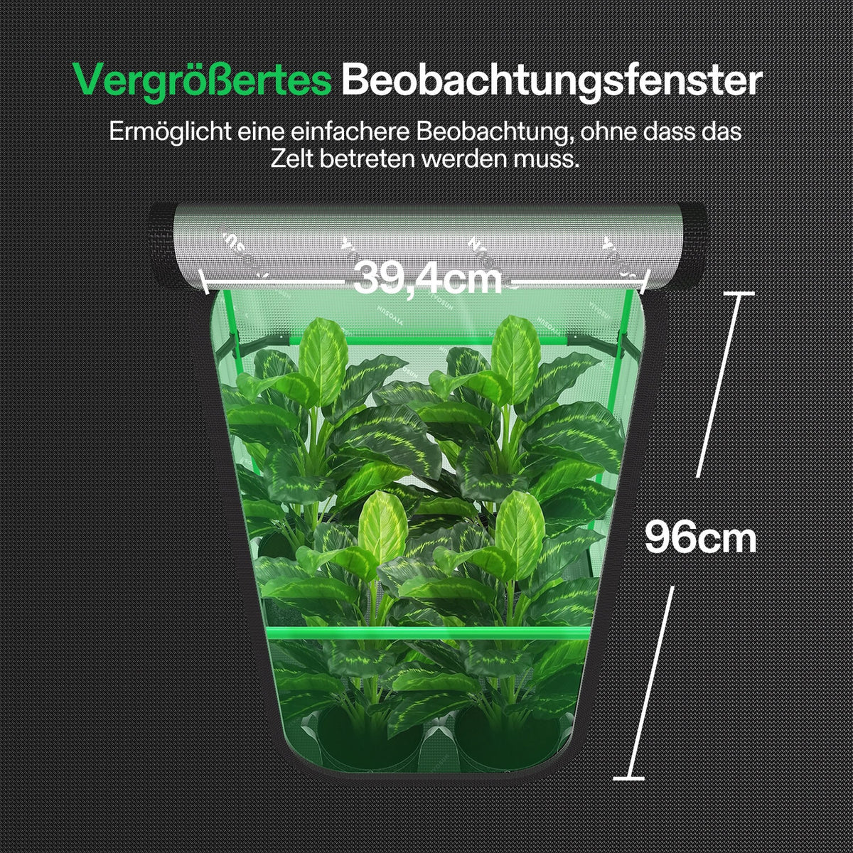 Vivosun Growbox Pro P336 Classic 90x90x180cm – Originalbild 6; Ausstattung und Anwendungsbeispiele gemäß Beschreibung