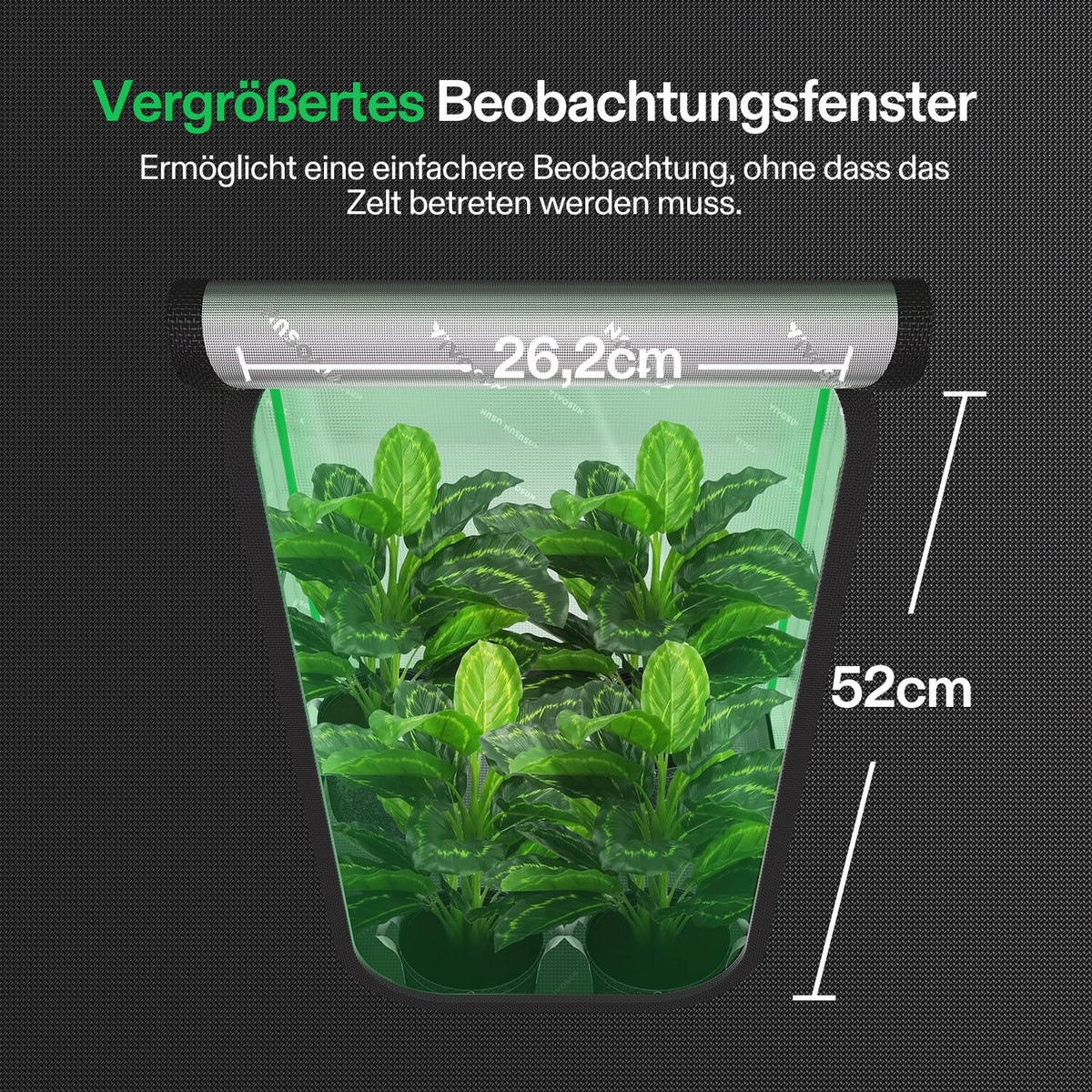 Vivosun Growbox Pro P224 Classic 60x60x120cm – Originalbild 5; Ausstattung und Anwendungsbeispiele gemäß Beschreibung