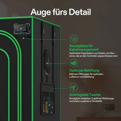 Vivosun Growbox Pro P224 Classic 60x60x120cm – Originalbild 6; Ausstattung und Anwendungsbeispiele gemäß Beschreibung