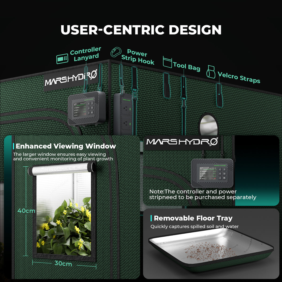Mars Hydro Growbox Pro 60x60x160cm – Originalbild 3; Ausstattung und Anwendungsbeispiele gemäß Beschreibung