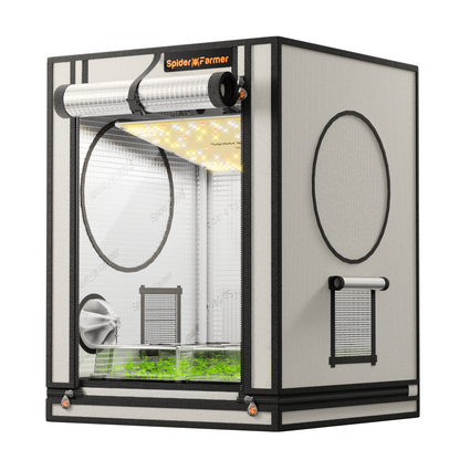Spider Farmer Mini Growbox 60x60x80cm – Herstelleransicht; dargestellte Technik separat
