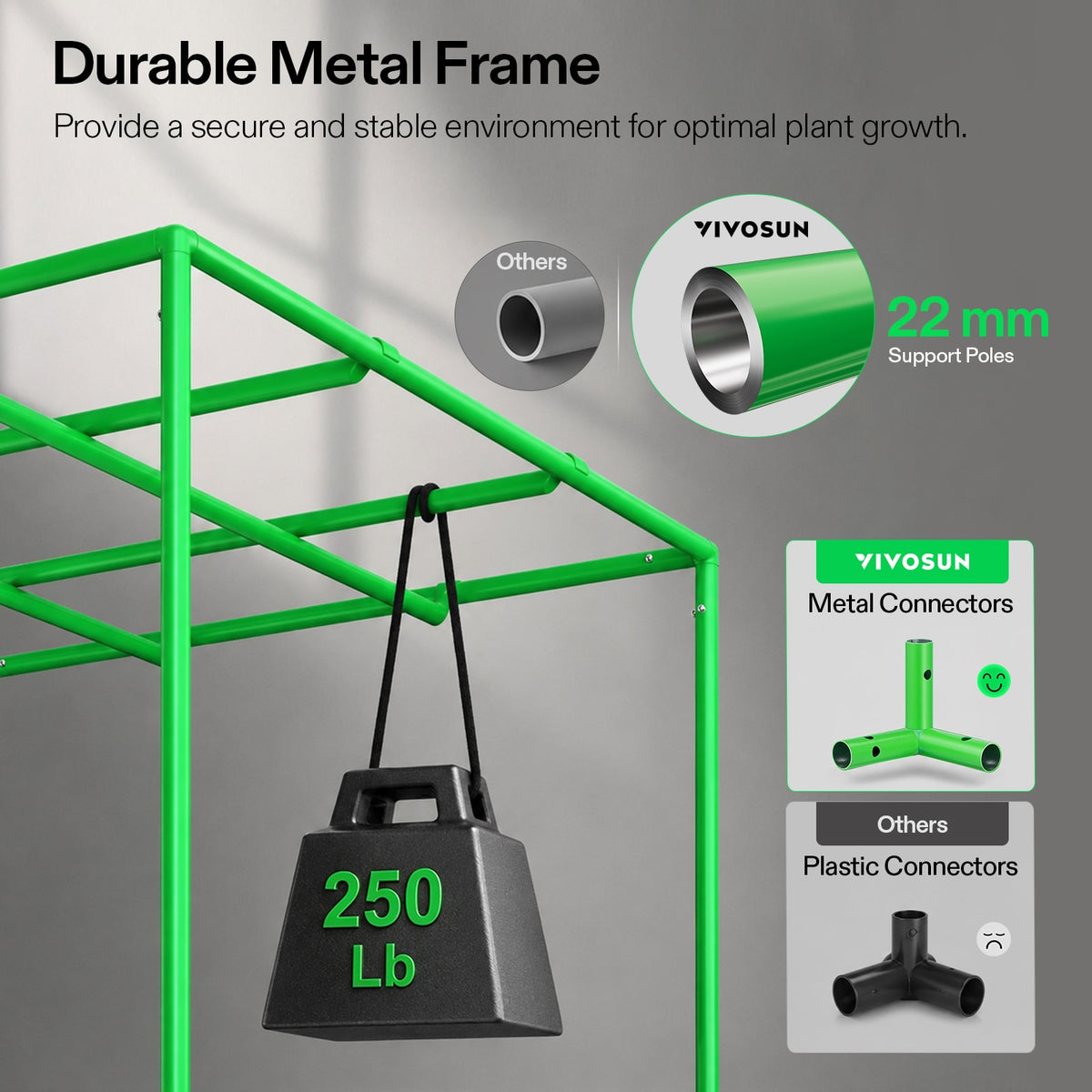 Vivosun Growbox Pro P448 120x120x200cm – Originalbild 4; Ausstattung und Anwendungsbeispiele gemäß Beschreibung