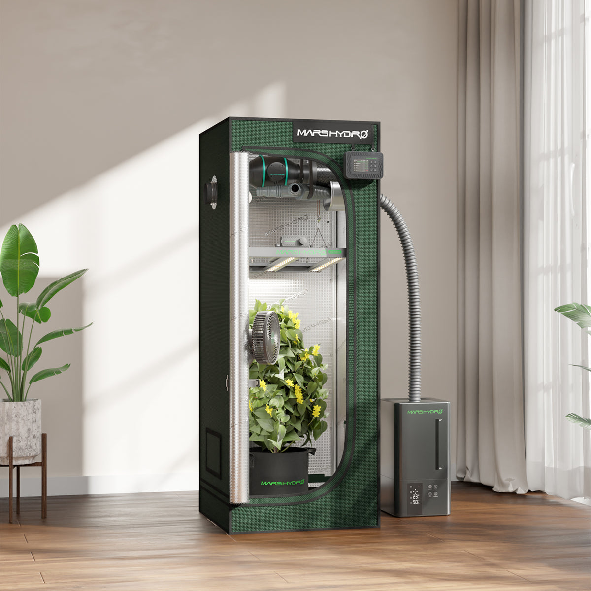 Mars Hydro Growbox Pro 60x60x160cm – Originalbild 2; Ausstattung und Anwendungsbeispiele gemäß Beschreibung