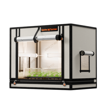 Spider Farmer Mini Growbox 60x40x50cm – Herstelleransicht; dargestellte Technik separat