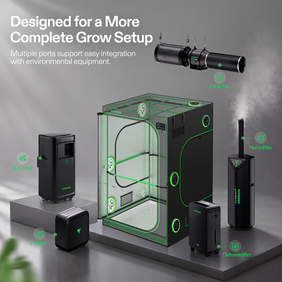 Vivosun Growbox Pro P448 120x120x200cm – Originalbild 7; Ausstattung und Anwendungsbeispiele gemäß Beschreibung